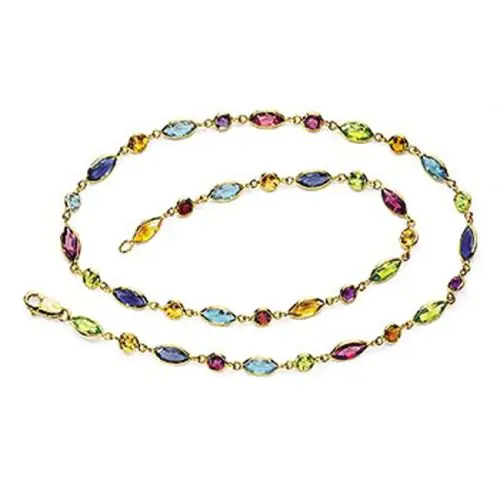 14k Solid Gold Multi Stone By The Yard Necklace (18.25.cts.tw)
