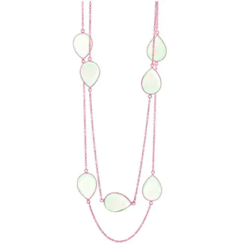 Rose Gold Silver Chalcedony Aqua Necklace (25.0.cts.tw)