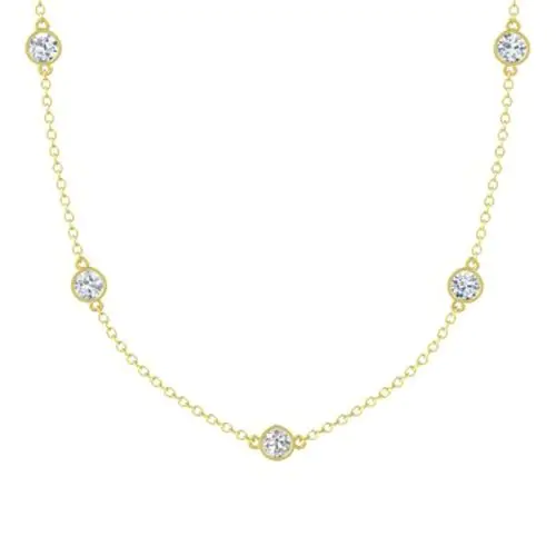 14k Solid Gold Cubic-Zirconia By The Yard Necklace (1.25.cts.tw)