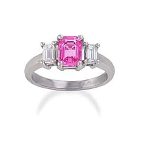 14k Gold Three Stone Pink Sapphire Diamond Ring (1.60.cts.tw)
