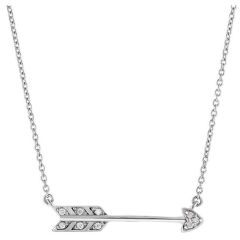 Sterling Silver White Diamond Arrow Necklace (0.0.9.ct.tw)