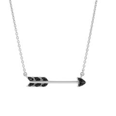 Black Diamond Sterling  Silver Arrow Necklace (0.0.9.ct.tw)   