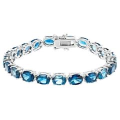Sterling Silver Blue Topaz Tennis Bracelet (14.5.cts.tw)