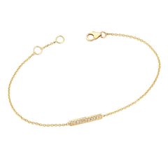 14k Solid Gold Round Diamond Short Bar Bracelet (0.06 ct tw)