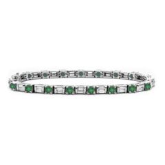 14k Gold Emerald Baguette Diamond Tennis Bracelet (5.50.cts.tw)