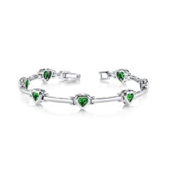 14k Gold Emerald Heart-Shaped Bar Bracelet (2.10.cts.tw)