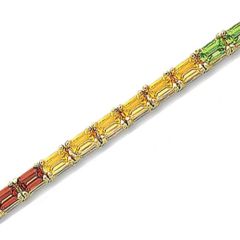 14k Gold Rainbow Color Gemstone Tennis Bracelet (13.5.cts.tw)
