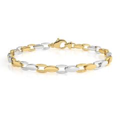 14k Gold Two-Tone Designer Link Bracelet (17.5.gr.tw)