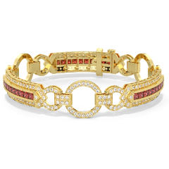 14k Yellow Gold Vintage Style Ruby Diamond Bracelet (5.47.cts.tw)