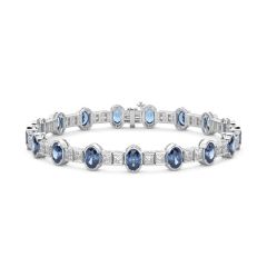 14k Gold Royal Blue Sapphire Diamond Bracelet (12.0.cts.tw)