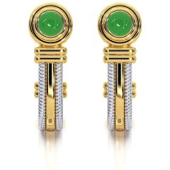 14k Solid Gold Emerald Stone Half Hoop Earrings (0.50.ct.tw)