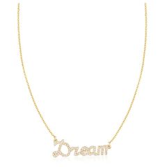 14k Yellow Gold Designer Diamond Dream Bar Name Necklace (0.27.ct.tw)