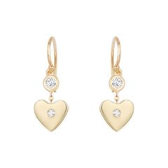 14k Gold Heart-Shaped Diamond Drop Earrings (0.12.ct.tw)