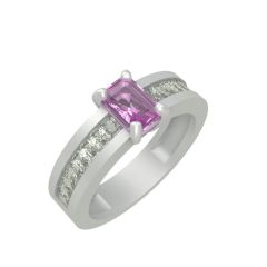 14K Gold Pink Sapphire Diamond Ring  (1.03.cts.tw)