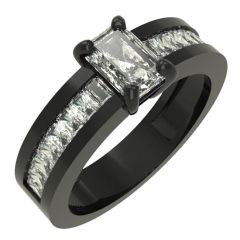 14k Black Gold Emerald Cut Diamond Ring (1.18.cts.tw)