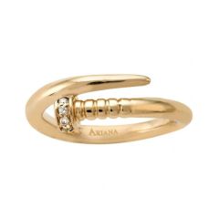 14k Yellow Diamonds Solid Gold Nail Ring (0.05 ct.tw)