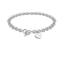 14k White Gold Dangle Heart-Shaped Bracelet (9.5.gr.tw)