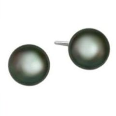 14k Gold Black Cultured Pearl Stud Earrings (6.0 mm)