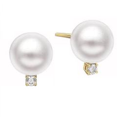 14k Gold Cultured Pearl Diamond Drop Earrings (1.10.ct.tw)