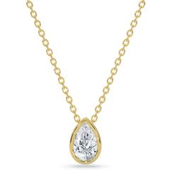 14k Yellow C.V.D Pear-Shape Diamond Pendant Necklace (0.90.ct.tw)