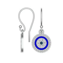 14k Disk Sapphire Diamond Evil-Eye Earring (0.98.ct.tw)