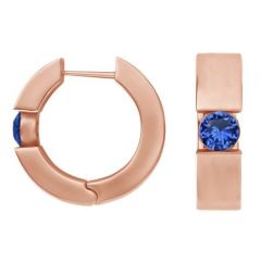 14k Rose Gold Round Huggie Sapphire Earrings (0.20.ct.tw)