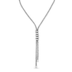 Sterling Silver Spiral Sapphire Lariat Woven Necklace 