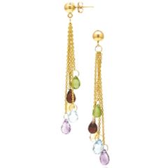 14k Gold Gemstones Dangle briolette Earrings (6.70.cts.tw)