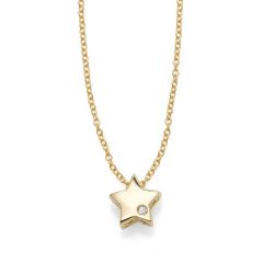 14k Yellow Gold Diamond Star Necklace (0.05.ct.tw)