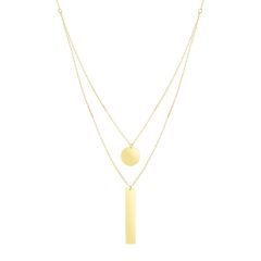 14K  Yellow Gold Round Disc Bar Multi-Strand Necklace (2.6.gr.tw)