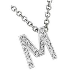 14k Gold Diamond Initial English Letter "M" Necklace (0.26.ct.tw)