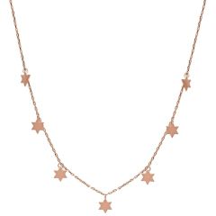 14k Rose Gold Star of David Charm Dangle Drop Necklace (3.8 gr. tw)