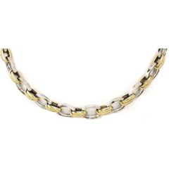 14k Gold Solid Two-Tone Gold Oval Necklace (26.5.gr.tw)