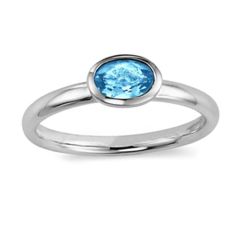 14k Gold Oval Blue-Topaz Solitaire Ring (0. 50.ct.tw)