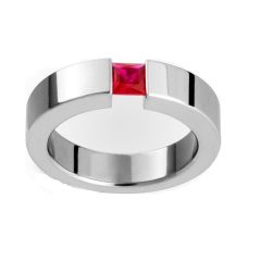 14k Solid Gold Square Ruby Cigar Band (0.50.ct.tw)