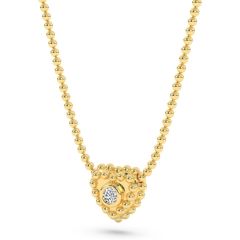 14k Gold Heart-shaped Caviar Diamond Necklace (0.03.ct.tw)