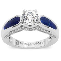14K Lab-Grown Diamond Lapis Engagement Ring (1.34.cts.tw)