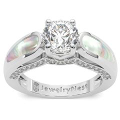 14K Lab-Grown Diamond Mother-Of-Pearl Engagement Ring (1.34.cts.tw)