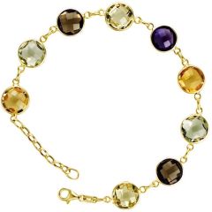 14K Assorted Doble-Face Gemstones By the Yard Bracelet (24.0.cts.tw)