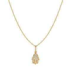14k Yellow Gold Hamsa Diamond Necklace (0.33.ct.tw)