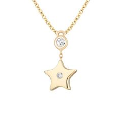 14k Yellow Gold Diamond Star Pendant Necklace (0.0.6.ct.tw)