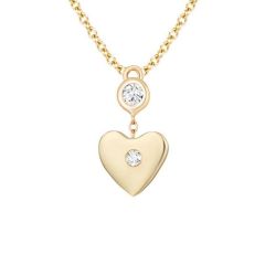 14k Yellow Gold Heart-Shaped Pendant Necklace (0.0.6.ct.tw)