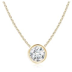 14k Yelliw Gold C.V.D Round Diamond Solitaire Necklace (0.50.ct.tw)