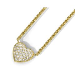  14k Solid Gold Diamond Puffed Heart-shaped Necklace (0.36.ct.tw)