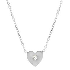 Silver Diamond Mini Heart-Shaped Necklace (0.02.ct.tw)