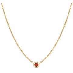 14k Round Solitaire Ruby Bezel Necklace (0.10.ct.tw)