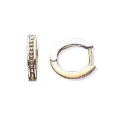 14k Solid Gold Oval Two-Tone Caviar Huggie Earrings (4.5.gr.tw)