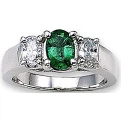 14k Gold Oval Emerald Diamond Ring (1.05.cts.tw)