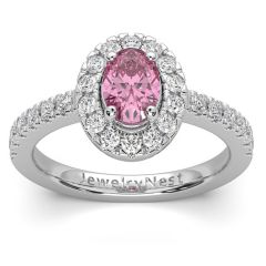 14k Gold Oval Pink Sapphire Diamond Ring (1.27.cts.tw)