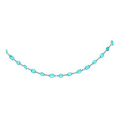 14k White Gold Swiss-Blue Topaz By The Yard Necklace (65.0.cts.tw)